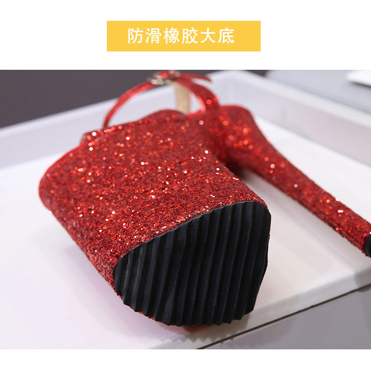 Giày sandal nữ gót nhọn 26 cm đế platform quai ngang — Màu bạc, Màu vàng, Màu đen, Màu đỏ chi tiết 9