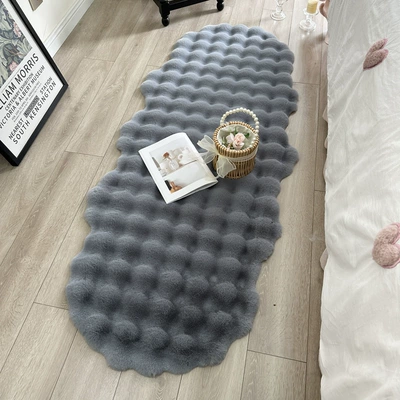 Bay Window Mat Living Room Coffee – Car Carpet - gray-thick-bubble-velvet-60150cm-round-at-both-ends
