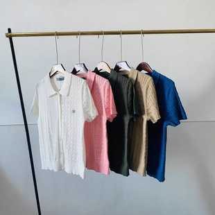 Spring and Summer 2025 Women's Skin-friendly Cotton Knitted Sweater Lel Trendy Brand Embroidery Casual Vintage Twist Short-sleeved Cardigan