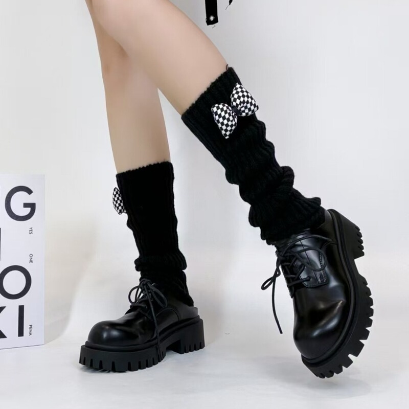 New Women's Socks for Autumn and Winter, Japanese Style with Bow, Black Slouch Socks, Calf Socks, Sweet Breathable Leg Warmers, Cute Knitted Jk Style New Women's Socks for Autumn and Winter, Japanese Style with Bow, Black Slouch Socks, Calf Socks, Sweet Breathable Leg Warmers, Cute Knitted Jk Style