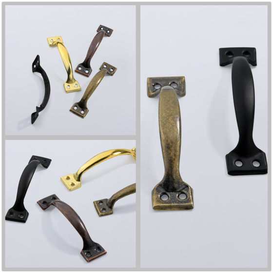 Wholesale bow-shaped iron handle solid wood furniture cabinet door handle log style drawer handle bronze gift box handle