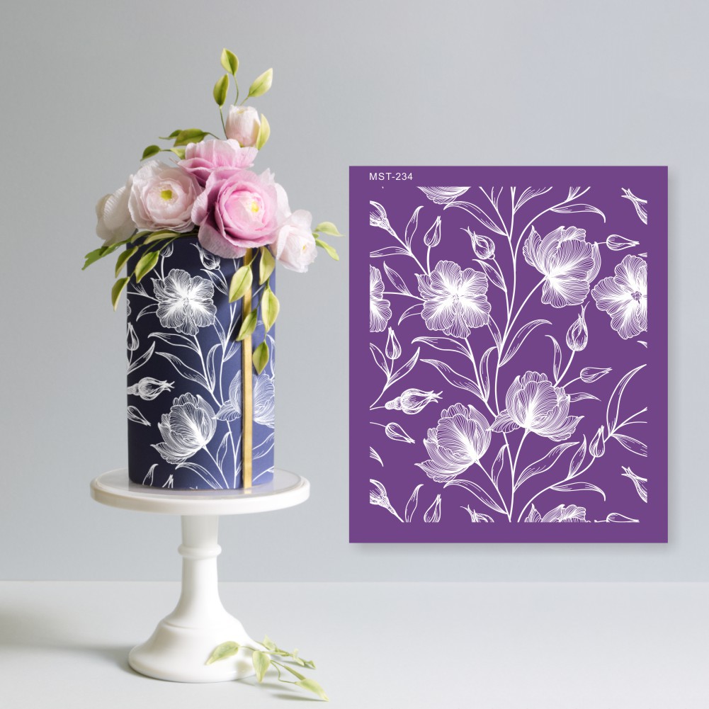 Cruz-frontera diamante Rosa mariposa flor patrón de tela molde fondant cake hornear borde spray molde malla plantilla