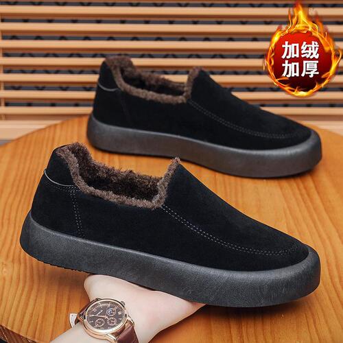 Winter new style fashionable velvet warm outdoor slip-on casual low-cut all-match wear-resistant men's fashionable shoes