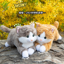 仿真花纹小猫毛绒玩偶灰橘猫咪公仔儿童陪伴卡通动物猫猫玩偶批发