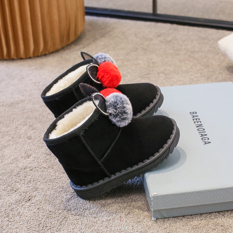 Çocuk 2024 yün topu kar kalın çocuk botları sıcak pamuklu ayakkabılar_voghion.com