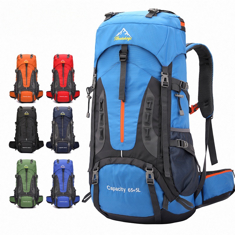 Outdoor Mountaineering Backpack for Men and Women, Ultra-Light, Large-Capacity Hiking, Long-Distance Travel, Stain-Resistant 65+5 Liter Camping Style Backpack