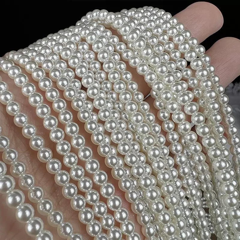 glass round beads pearl