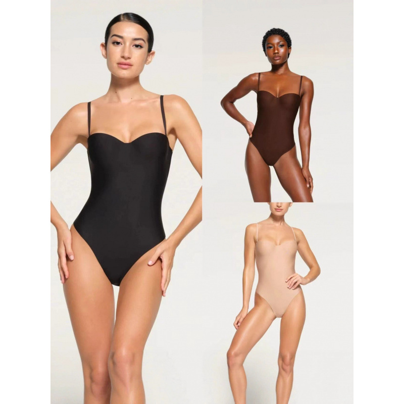 Annual Shapewear Brand Sk*Ms Same Style Enhanced Version Seamless Shapewear Bodysuit with Chest Cups and Double-Layer Compression