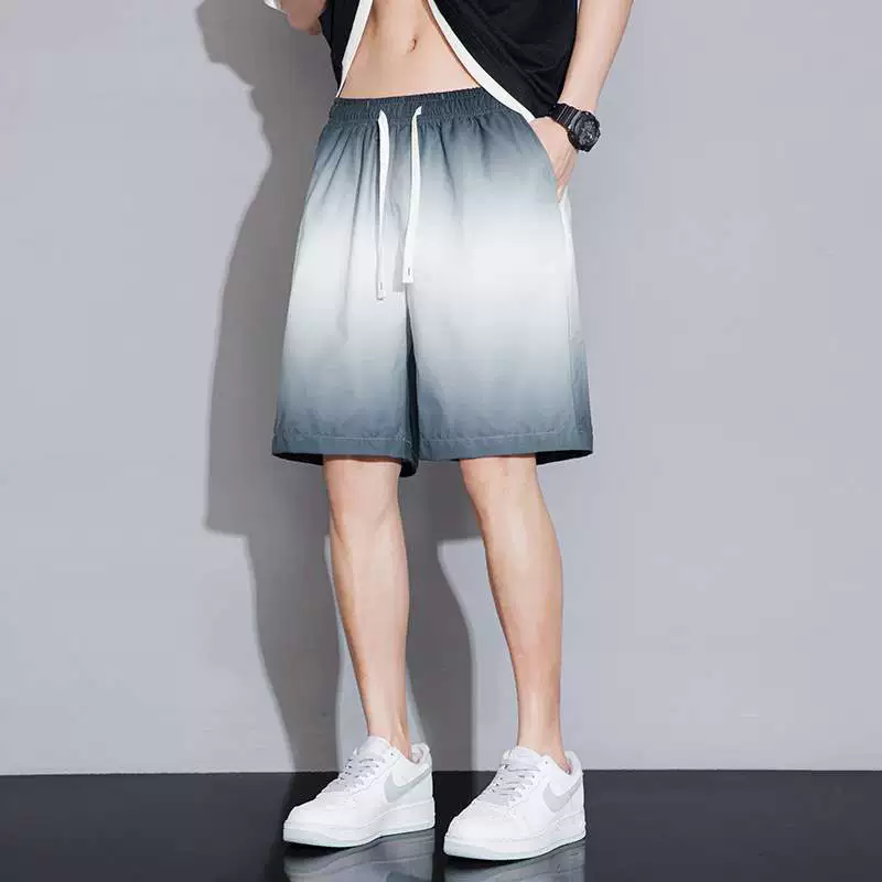 Wiletu, пляжные брюки большого размера, мужские летние шорты из ледяного шелка с тонким цветочным принтом, свободные модные брендовые повседневные домашние быстросохнущие пятиточечные шорты