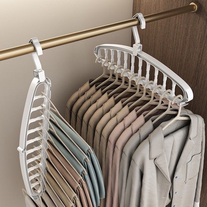 Multifunctional Rotating Clothes Hanger for Dormitory and Home Use, Non-Slip Magic Folding Drying Rack, Eleven-Hole Clothes Hanger Storage Organizer