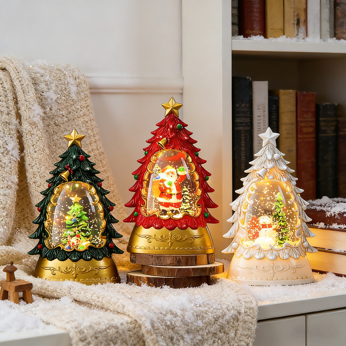 Nuevo agua de Navidad lámpara de vela luminosa lámpara de viento decoración de Santa Claus pequeño regalo de árbol de Navidad