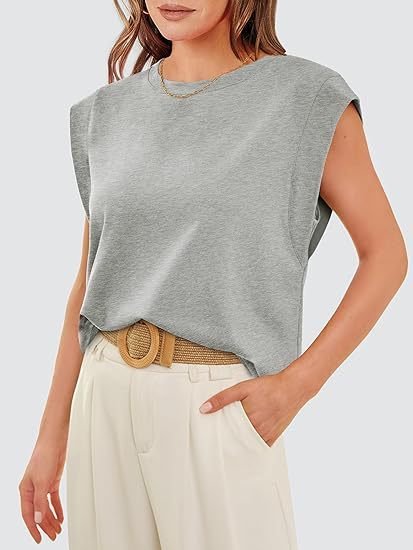 210g Weight Sleeveless Sleeve Length Pullovers Placket Type Raglan Sleeve Sleeve Type Cotton Fabric Type Long Top Length T-shirt Tops Type Holiday, Daily Occasion Round Neck Neckline Loose Fit Type Stripe, Solid Color Pattern Summer, Spring Season Women's Gender Casual Style Wholesale Women's Casual Stripe Solid Color Sleeveless T-Shirts 29
