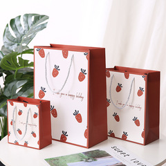 Strawberry gift bag Korean style small fresh and cute hand paper bag personalized simple gift bag water cup bag