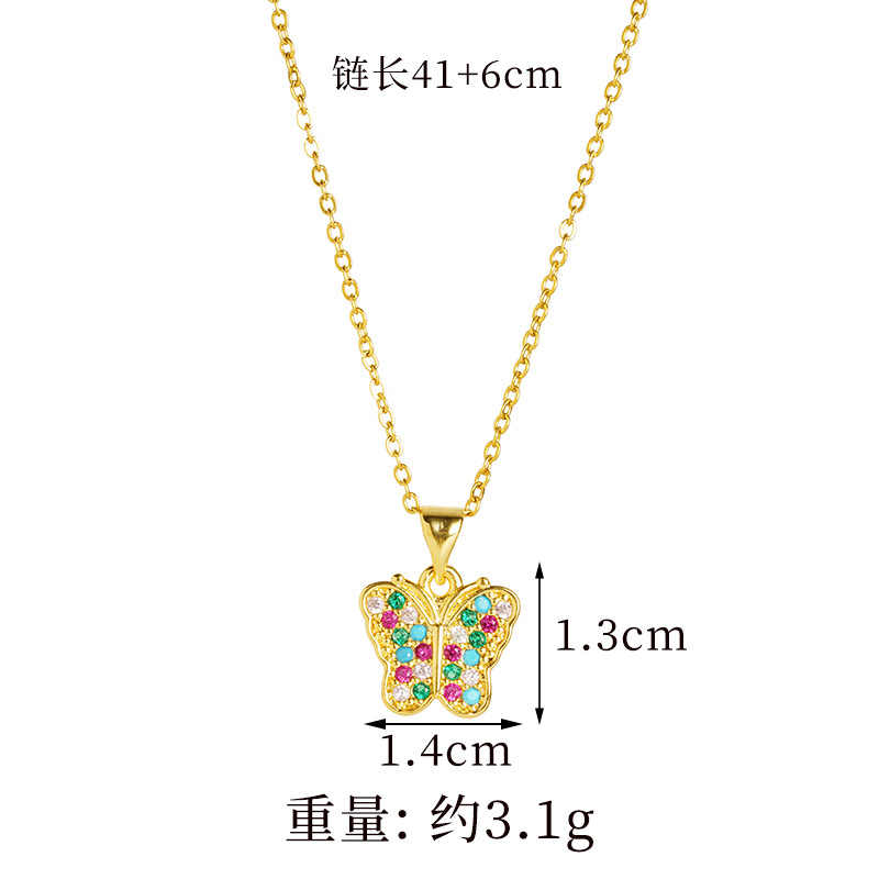 Nuevos productos vietnamita oro de arena ligero lujo mariposa imitación de diamante collar de diamante de color nicho femenino de alto nivel pendientes suministro transfronterizo