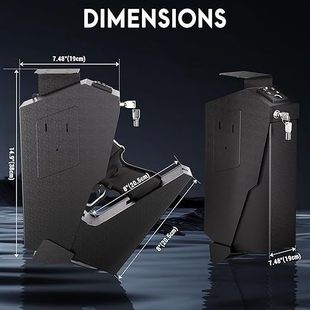 Amazon Side-mounted Pistol Box Gun Box Blue Light Silent Fingerprint Password Key Bedside Table Desk Pistol Box Wholesale
