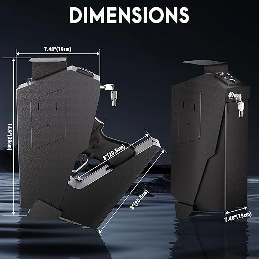 亚马逊侧挂手枪盒枪箱蓝光静音指纹密码钥匙床头柜书桌手枪盒批发