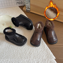 儿童雪地靴2025冬季新款女童靴子加绒短靴加厚棉鞋女宝保暖马丁靴
