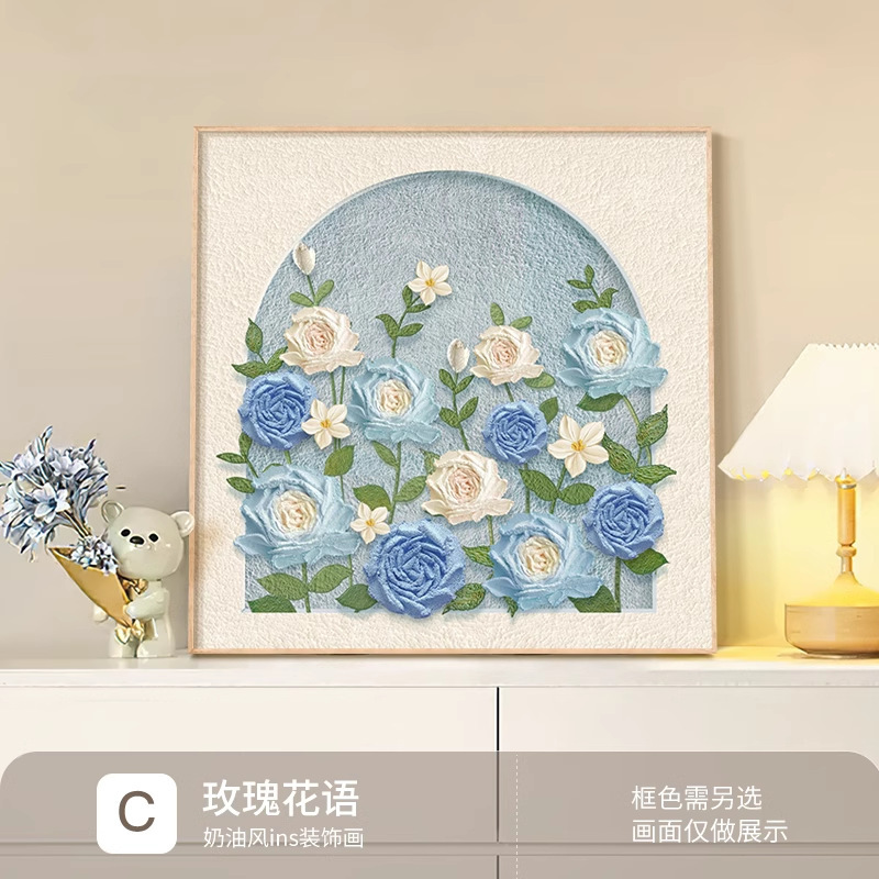 ローズフラワーデスクトップアートテレビキャビネット装飾絵画クリームスタイル玄関サイドボード吊り絵画ハイエンド|undefined