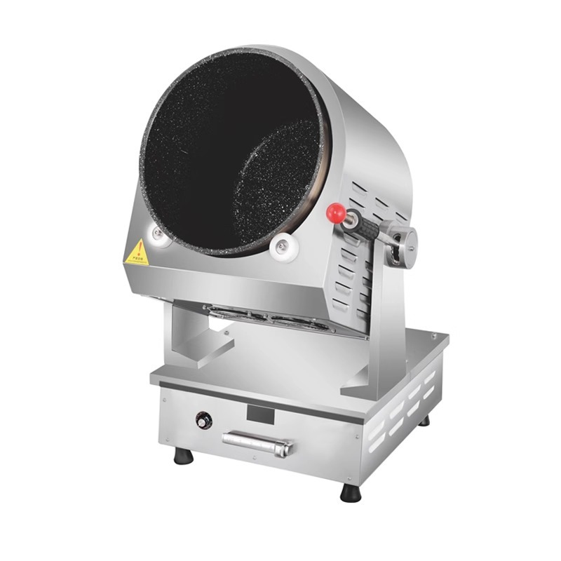 máquina de frita de verduras comercial inteligente auto-servicio tambor sartén multifuncional comedor robot perezoso máquina de frita de polvo de grado alimenticio