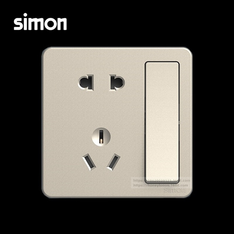 Simon/西蒙 K3系列 二三插极插座加单极开关（香槟金）571086-46
