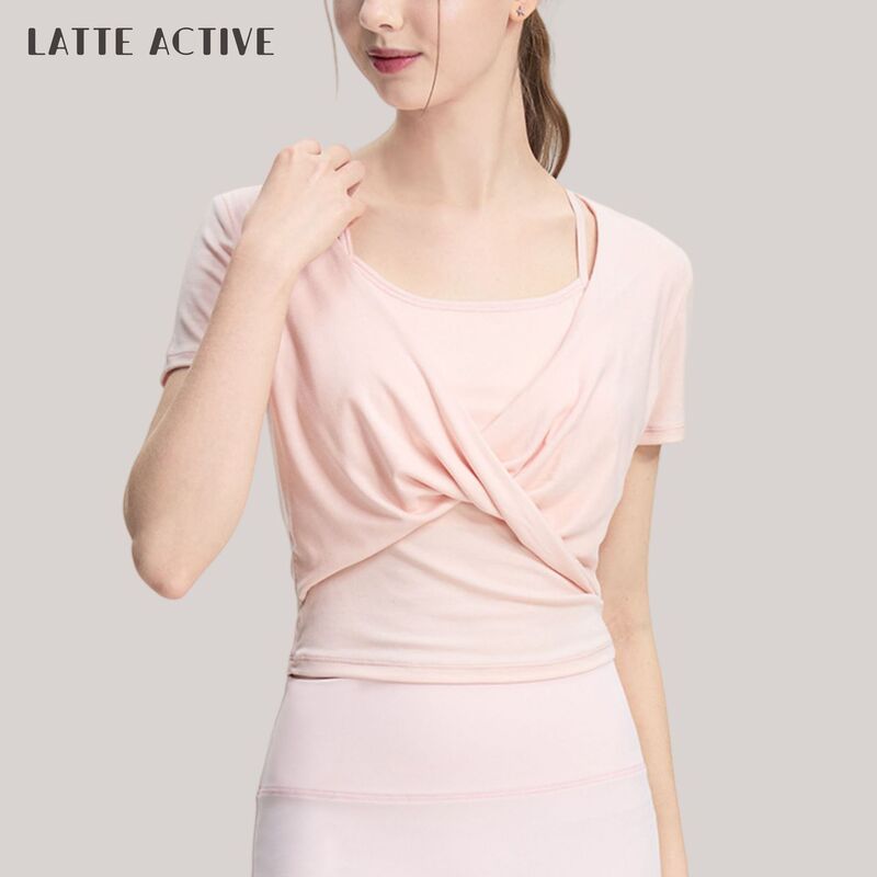 Cross-Border European and American Style Cool-Touch Lyocell Yoga Wear, Two-In-One Sports Top with Built-In Chest Pads, Fitness Wear Cross-Border European and American Style Cool-Touch Lyocell Yoga Wear, Two-In-One Sports Top with Built-In Chest Pads, Fitness Wear