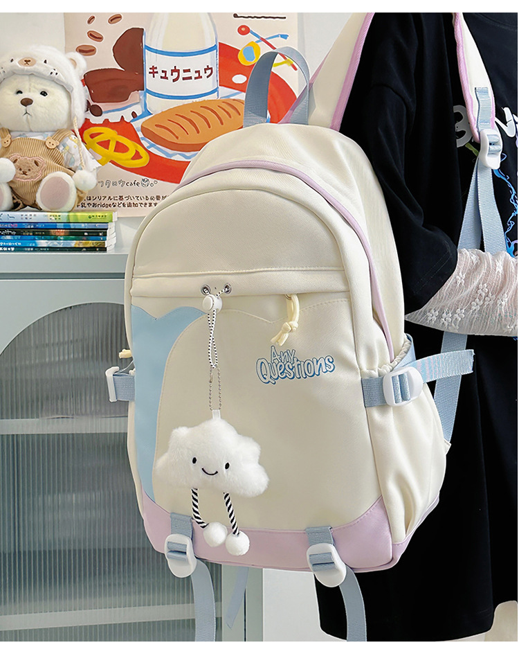 Lightweight Color Block Backpack For School & College - Spacious & Stylish Unisex Bookbag With Cushioned Straps, Multiple Pockets_voghion.com