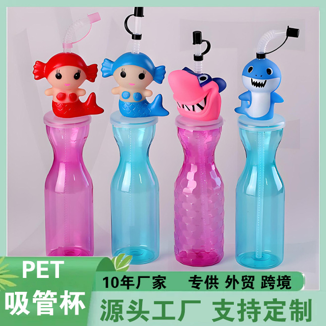 Taza de té con leche animal de dibujos animados desechable, botella de bebida, taza creativa de jugo, 2024, plástico de forma especial de celebridad neta, puesto callejero