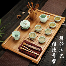 竹子茶盘排水流水式家用 大号简约功夫茶具 单层茶台九竹平板茶几