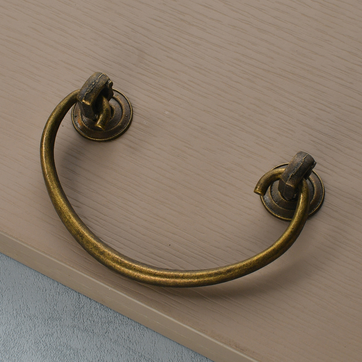 Jingmao-355 Antique-Style Handle, Zinc Alloy, Half-Circle Design—Rustic Look for Home Decor, Retro Drawer Cabinet—Antiqued Handle with 68mm Center-to-Center Hole Spacing