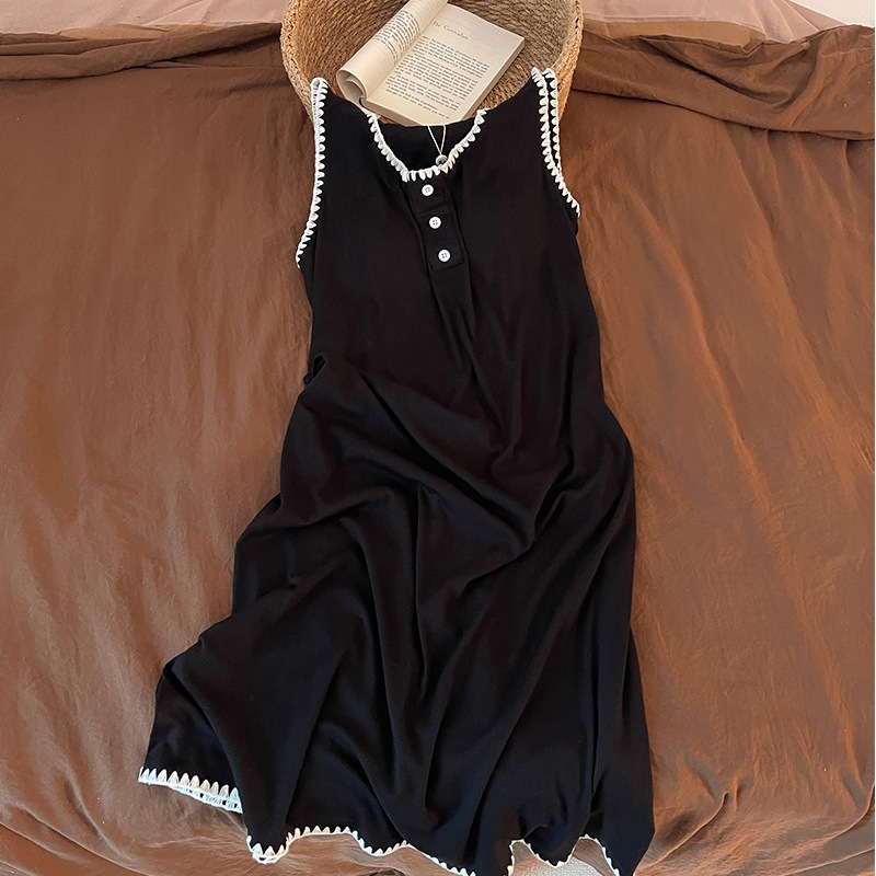 Modal Pajamas for Women in Summer with Breast Pads, Sleeveless Crescent-Shaped Vest, Mid-Length Nightgown That Can Be Worn as Home Clothes Modal Pajamas for Women in Summer with Breast Pads, Sleeveless Crescent-Shaped Vest, Mid-Length Nightgown That Can Be Worn as Home Clothes