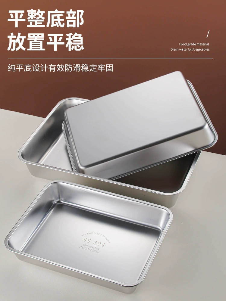 Очень толстый плоский поднос, прямоугольный поднос из пищевой нержавеющей стали 304, поднос для барбекю, поднос для замороженных пельменей, поднос для риса на пару