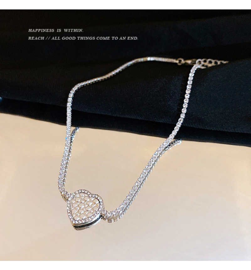 Fashion Heart Shape Titanium Steel Copper Plating Zircon Necklace 1 Piece