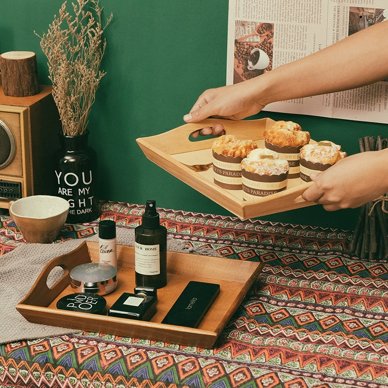 Деревянный квадратный ящик для хранения, поднос, многофункциональный настольный ящик для хранения и организации мусора, деревянный ящик, белые деревянные поделки