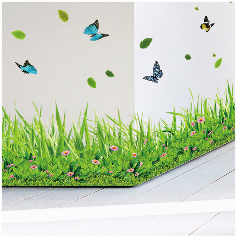 XL7180 manufacturers new Kunshang small flower grass skirting line self-adhesive waterproof wall stickers living room bedroom decoration