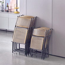 藤椅休闲餐椅简约靠背小椅子塑料编织椅阳台椅户外便携单人折叠椅