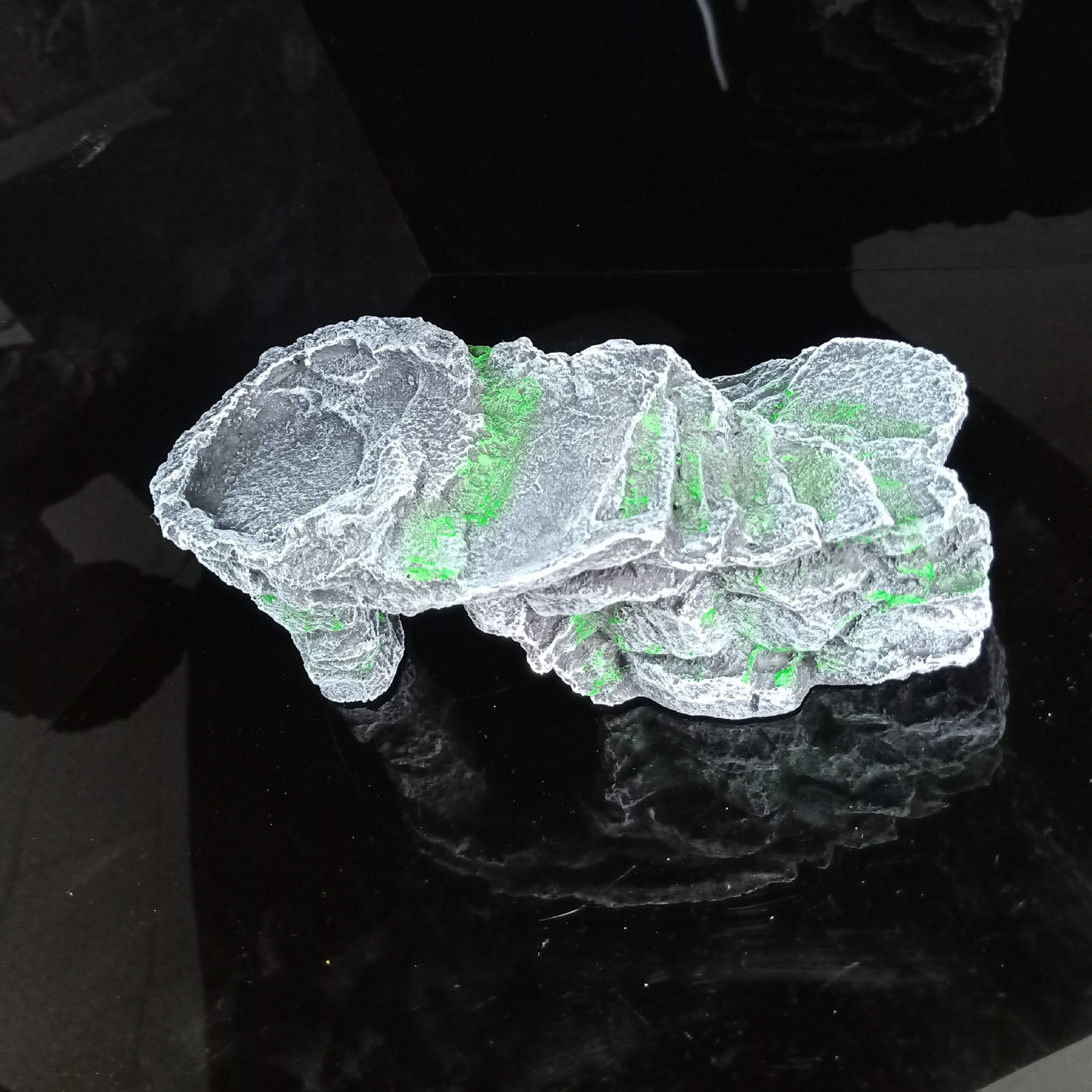 Mesa de secado de tortugas de resina Mesa de escalada para mascotas Mesa de comida de tortugas de roca Mesa de escondite Casa acuario paisaje Decoración