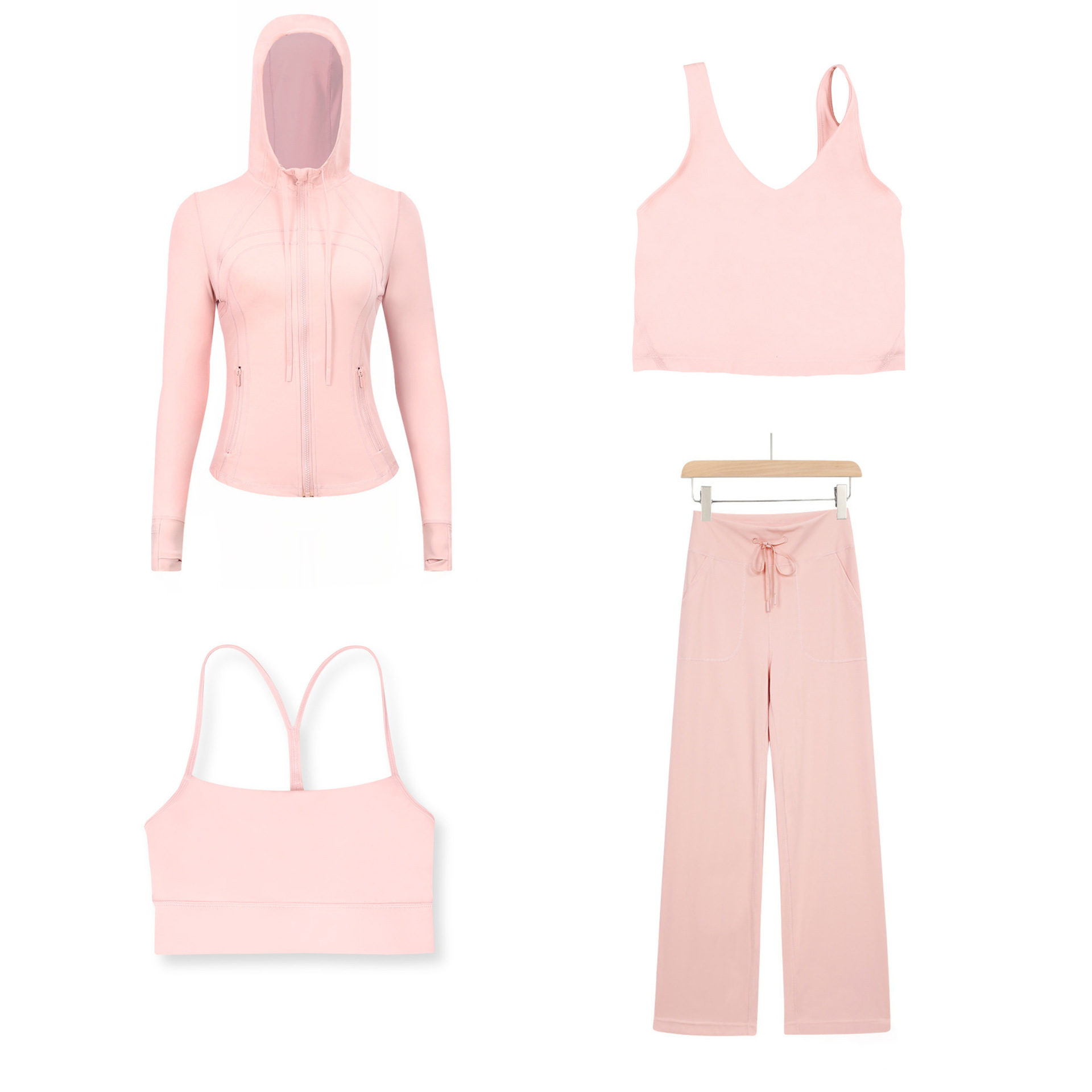 Dames sportset 4-delig slim fit met capuchon jack en broek_voghion.com
