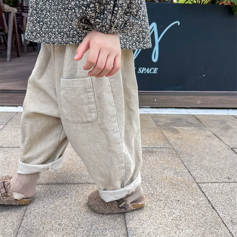 Брюки детские из велюра украшения для мужчин и женщин, корейский стиль, осень