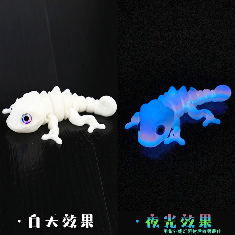 13.5CM 흰색 빛나는 무지개 카멜레온(자외선 램프*1 포함)