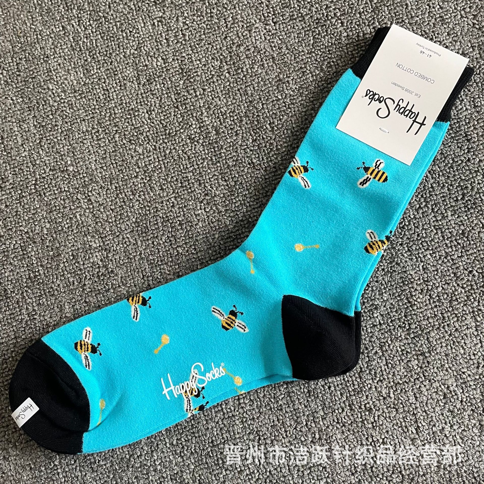Happy socks新品高品质ハイレザー男性ソックススウェーデンコットンソックスファッションソックスカップルinsロング美脚ソックス