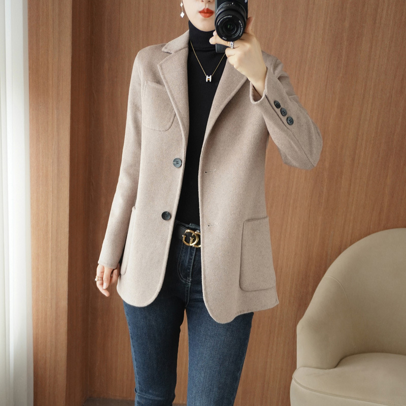 Autumn and Winter Double-Sided Cashmere Coat Women's Woolen Loose Jacket Small Suit Pure Wool Short Coat Top