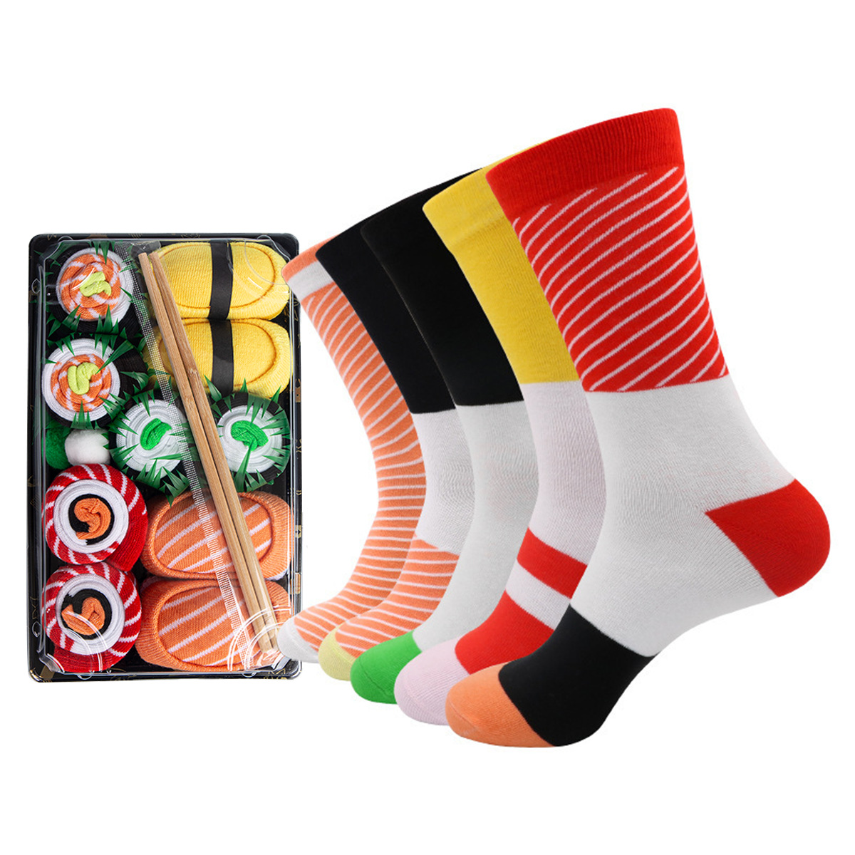TEMU explosión extraña calcetines de sushi calcetines de salmón personalidad creativa caja de regalo Amazon comercio exterior calcetines para hombres y mujeres image 7