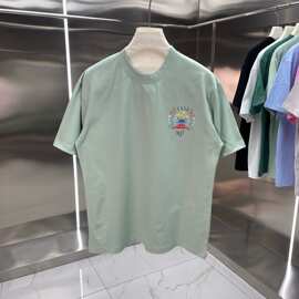 跨境卡萨布兰卡短袖 夏季新品CASA字母印花麦穗网球场logo圆领t恤