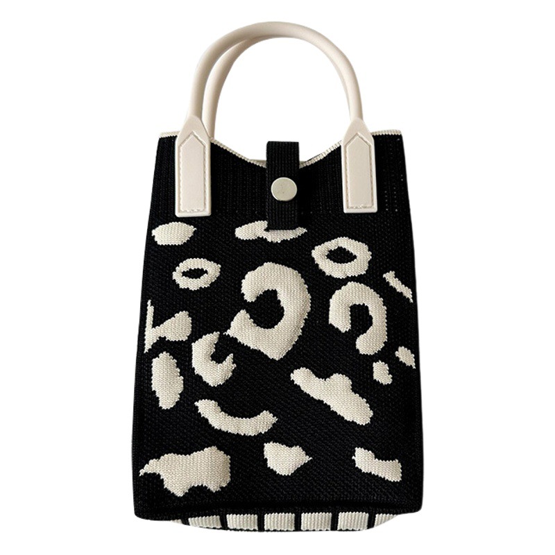 Amazon eBay Punto de leopardo blanco y negro de punto mini bolsa de teléfono bolsa de mensajero de las mujeres del todo-fósforo portátil monedero pequeño bolso cuadrado