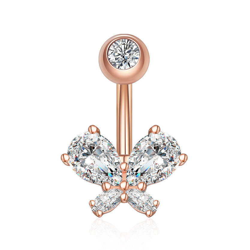 Fashion Butterfly Copper Plating Inlay Zircon Belly Ring 1 Piece