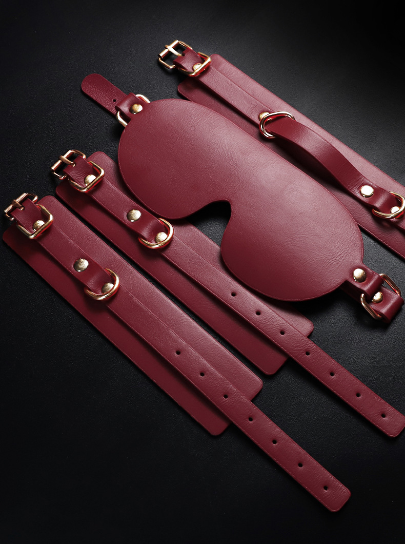 Bondage Restraint Set, 7-Piece PU Leather Kit with Handcuffs for Adults — detail image 20