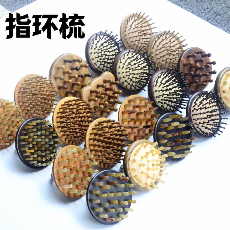 指環櫛緑檀櫛羊角挿し歯櫛黒檀紫光檀円盤挿し歯櫛マッサージ櫛多目的マッサージ櫛|undefined