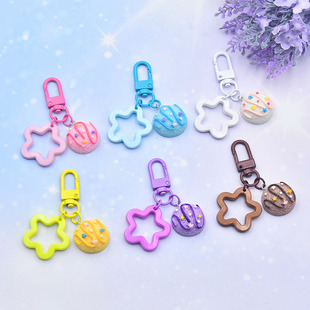 Macaron five-pointed star diy accessories resin food play key chain pendant bag ornaments airpods gifts wholesale