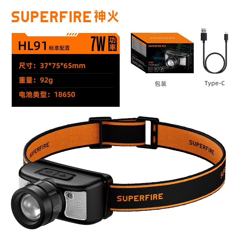 Shenhua HL91 luz de inducción alta luz nocturna pescador especial de carga super brillante y larga duración iluminación montada en la cabeza