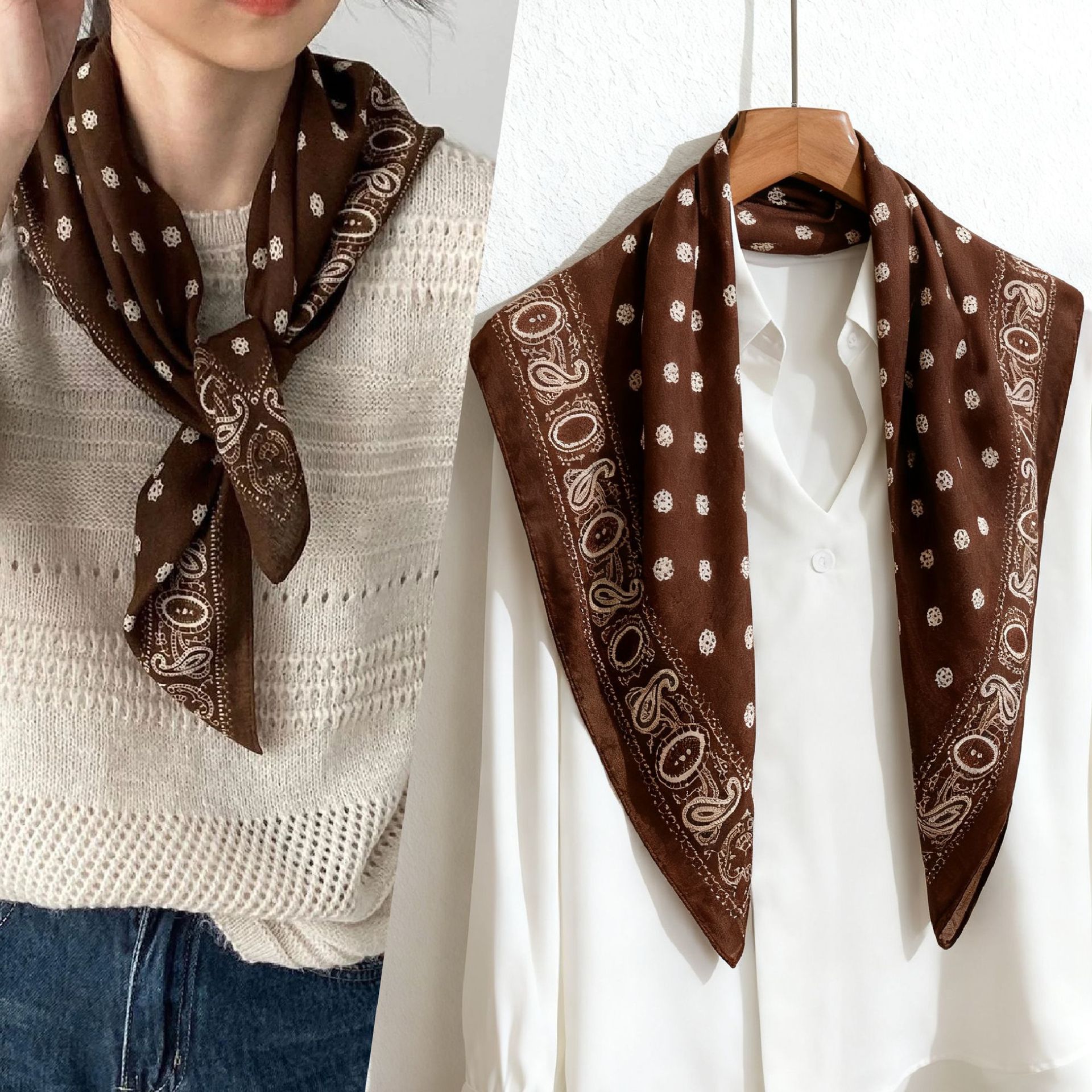 Double-sided brown handkerchief